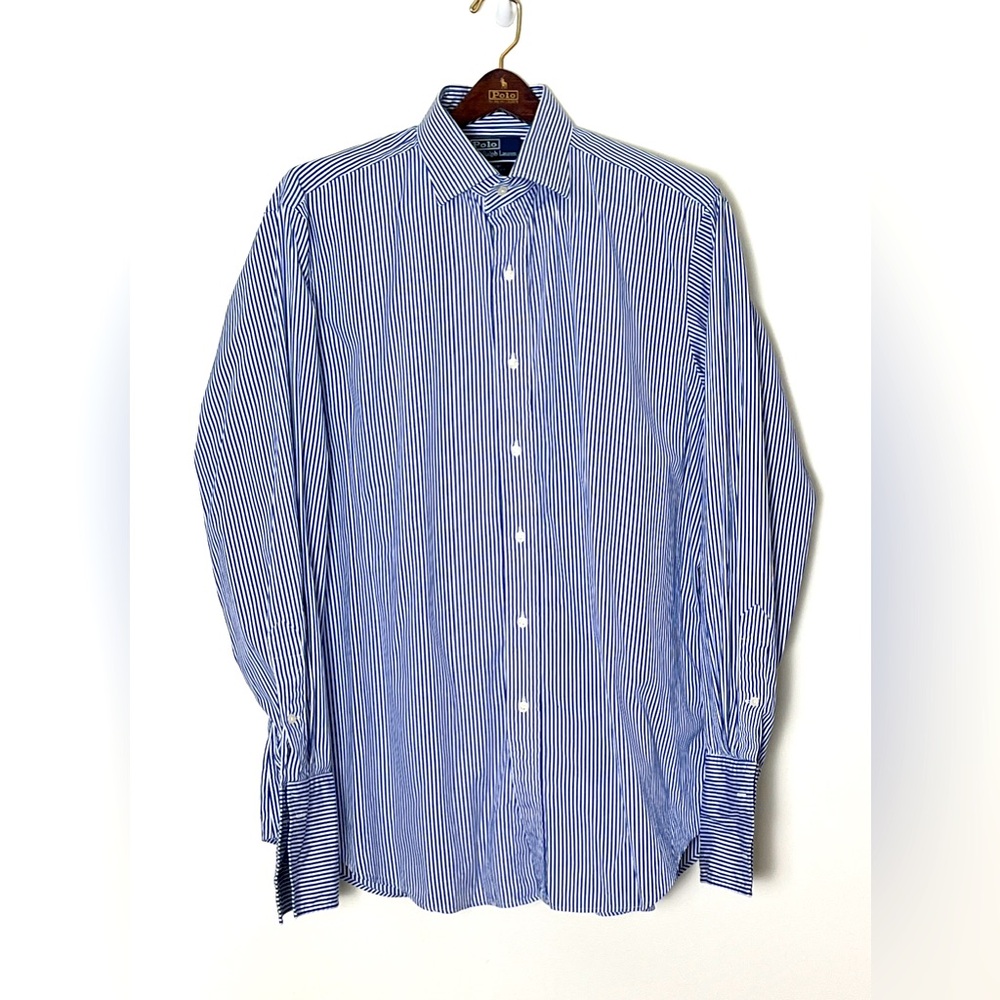 Polo Ralph Lauren‎ Button Up Shirt Men’s 17 Regent Classic Fit Blue Striped